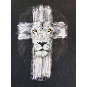 Kerusso Men's Lion of Judah Graphic T-Shirt Black 2XL Christian VTG Religion